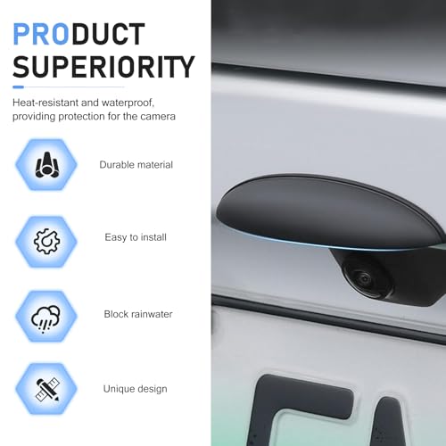 Car Rear View Camera Anti-Rain Cover, Plastic Back Up Camera Shield, Vehicle Reversing Cam Modification Protective Accessory, Universal for Most Cars (Black) - color: Black