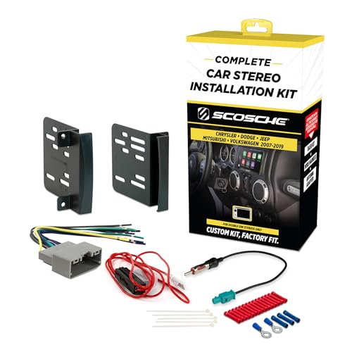 Scosche ICCR6BN Double DIN Radio Installation Dash Kit Compatible with Select 2007-2019 Chrysler, Dodge, Jeep and RAM Vehicles - Complete Aftermarket Car Stereo Install Kit - See Fit Guide In Images - style: Complete Installation Kit