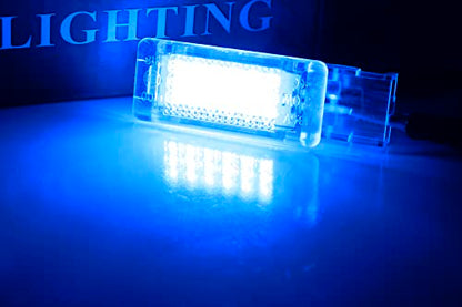 iJDMTOY Ultra Blue LED Compartment Glove Box or Footwell Lights Compatible with Volkswagen Jetta GTI Altas CC Eos, Powered by 3W 18-SMD LED Lights, Replace OEM Incandescent Lamps - style: Blue