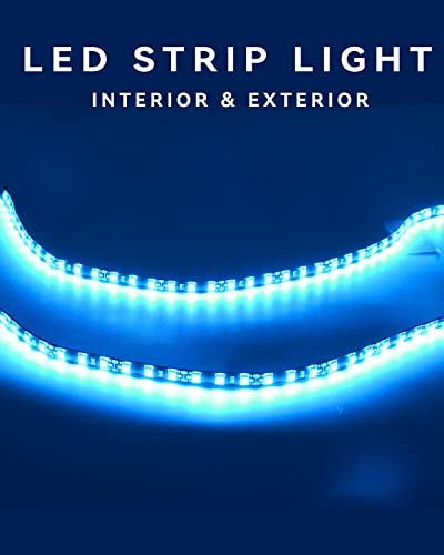 Keiurot 12V Led Light Strip for Cars 24Inch Connectable & Waterproof, 4Pack - color: Ice Blue Led Strip 24" Connectable