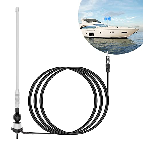 Universal Boat Radio Antenna - Flexible Mast for AM/FM, Yacht, Pontoon, Golf Cart, ATV, UTV, RV, Excavator, Tractor & Car Stereo - color: White