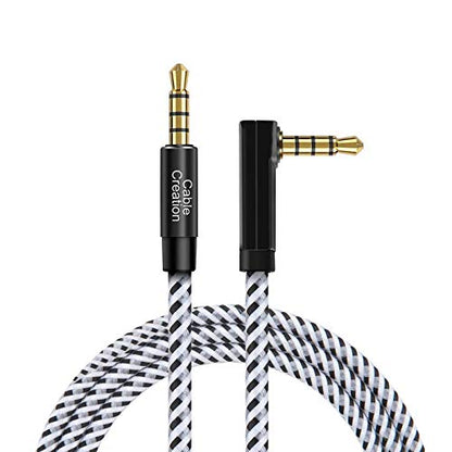 CableCreation 3.5mm TRRS Auxiliary Audio Cable 10FT/3M, 90 Degree Aux Cord - size: 10 Feet