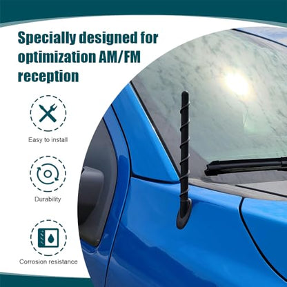 Car Spiral Antenna, Cars Radio Antenna, 7 Inch Rubber Car Antennas Mast Replacement, Universal Exterior Accessories Auto Radio FM AM Antennas Compatible with Truck Car SUV (Threaded Style) - color: Threaded Style