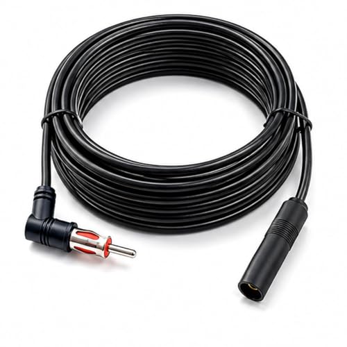 Car DIN Plug AM/FM Radio Stereo Male Right Angle to Female Adapter Antenna Connector Antenna Extension Cable Conversion Cable (16Ft) - size: 16Ft