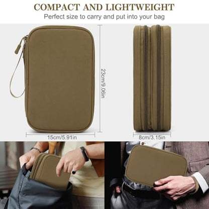 FYY Electronic Organizer, Travel Tech Pouch Bag, Large, Brown - color: Brown, size: 9.1 x 5.9 x 3.15 inches