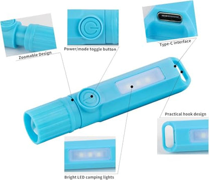 12 Pack Mini Small LED Rechargeable Zoomable Flashlights Ultralight