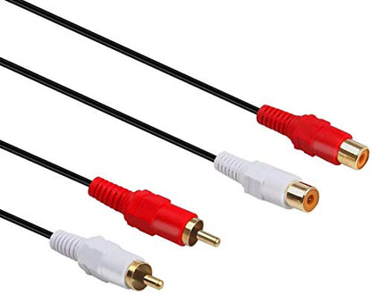 2 RCA Cable,Gold Plated 2 RCA Male to Female Stereo Audio Extension Cable (3m) - size: 9.8ft