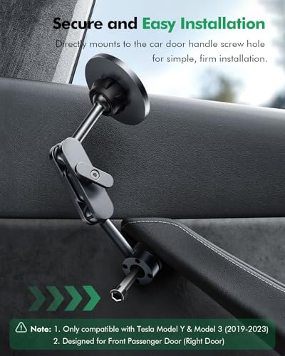 Magnetic Phone Mount for Tesla Model Y/Model YL and Model 3 (2017-2023), Passenger's Side Door Bracket, 360° Rotation, Foldable, Compatible with iPhone 15/14/13/12 and All Phones - size: 2026-2022 Model Y 2023-2021 Model 3 Passenger Seat