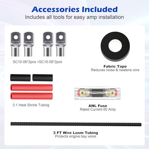 8 Gauge Complete Amp Wiring Kit, Premium Car Amplifier DIY Installation Kit, 800W High Power CCA Cable with Fuse Holder& Full Accessories for Car Truck/RV/ATV Audio Systems Radio Subwoofer Speaker - style: 8-Gauge Kit