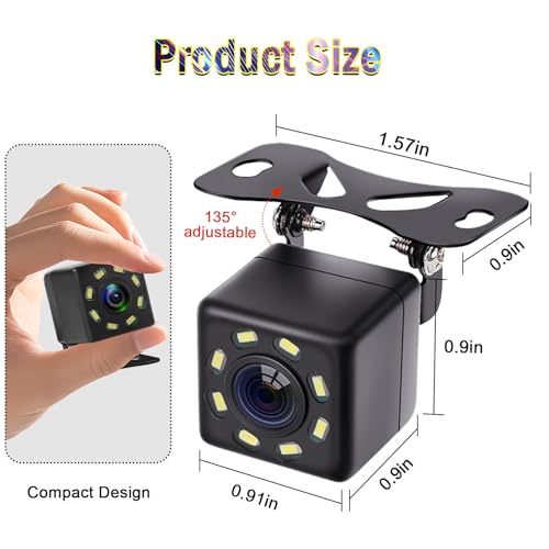 Universal Backup Camera, License Plate Mount, 480P, 8-LED Night Vision - size: 8 LED