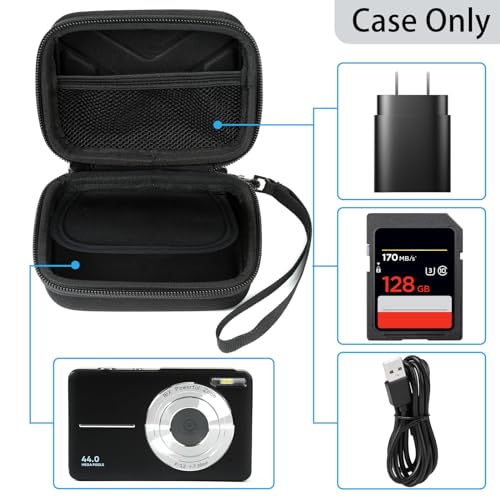 Digital Camera Case for AbergBest 21 Mega Pixels 2.7" LCD Rechargeable HD/Kodak Pixpro/Canon PowerShot ELPH 180/190/Sony DSCW800/DSCW830 Cameras, Travel Carrying Protective Case for Camera- Black - color: Black