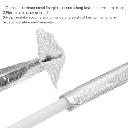 MECCANIXITY Heat Shroud Aluminized Sleeving 1 1/4" ID x 5.9FT Aluminum Metallic Fiberglass Heat Shroud for Fuel Lines Cables Electrical Wiring - size: 1 1/4" ID x 5.9FT