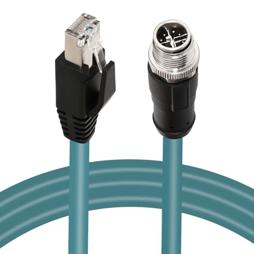 M12 X-Code 8 Pin Industrial Ethernet Cable, IP67 Waterproof Shielded Sensor Cable, Male to Female High-Flex Aviation Connector for Cognex Camera, PLC, Automation System - color: Male X-8pin to Male RJ45, size: 5m