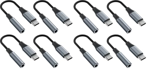 8pcs USB C to 3.5mm Female Headphone Jack Adapter - color: Grey, size: 4.6 IN-4PCS (Pack of 2)