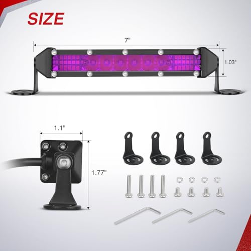 Nilight Slim LED Light Bar 2 PCS Purple 7 Inch Single Row 16LEDs - color: Purple 7Inch 16LED 2Pcs