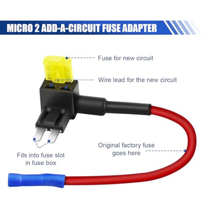 KITUREK 10PCS Micro2 Fuse Tap 12V Car ATR Blade Fuse Holder with 20A Fuse - style: Micro 2