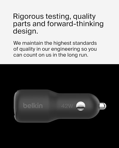 Belkin BoostCharge 42W Dual Port Fast Car Charger, USB-C & USB-A - style: Car Charger