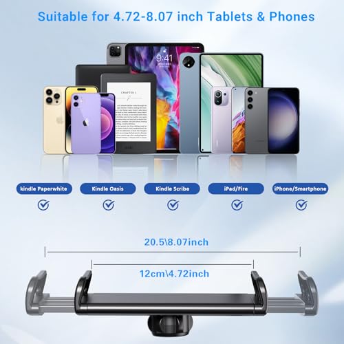 Kefotic Bedside Tablet Holder for Kindle Reading in Bed with Remote Page Turner, Hands Free Desk Gooseneck Stand for Kindle Accessories, Gifts for Readers