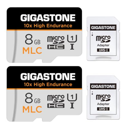 [10x High Endurance] GIGASTONE Industrial 8GB MLC Micro SD Card 2-Pack, Full HD Video Recording, Security Cam, Dash Cam, Surveillance Compatible 85MB/s, U1, with Adapter [5-Yrs Free Data Recovery] - color: 8GB High Endurance 2-Pack