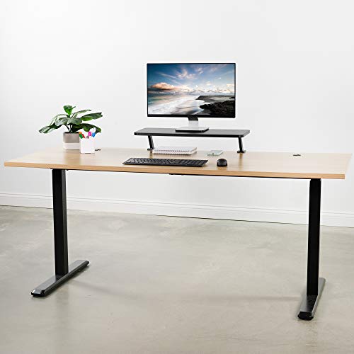 VIVO Black Clamp-on Small 26 inch Ergonomic Desk Shelf, Single Computer Monitor Stand Riser - Desk Organizer Holds 1 Screen or Laptop STAND-SHELF24B - size: 24" shelf