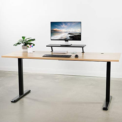 VIVO Black Clamp-on Small 26 inch Ergonomic Desk Shelf, Single Computer Monitor Stand Riser - Desk Organizer Holds 1 Screen or Laptop STAND-SHELF24B - size: 24" shelf