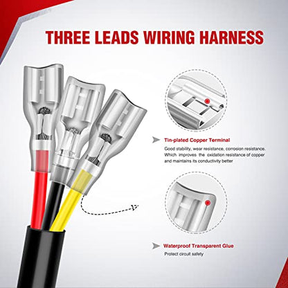 Nilight 2PCS 16AWG 10Feet Wiring Harness Extension for 6Modes Amber White Light Bar Strobe Play and Plug 3-Wires, 2 Years Warranty,Black - size: 16AWG -10FT 3Wires