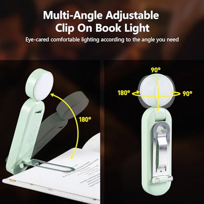VAVOFO USB Rechargeable Book Light, Bookmark Clip on LED Reading Light - color: Green