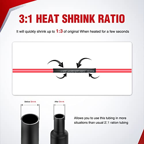 Nilight 650pcs Heat Shrink Tubing Kit-3:1 Ratio Electrical Wire Cable Sleeve Wrap Tube Assortment Flame Retardant Waterproof Insulation Protection - color: 650Pcs 3:1 Heat Shrink Tubing