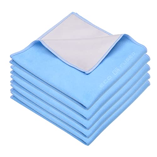 Eco-Fused Oversized Microfiber Cleaning Cloths XL - 5 Pack - 12 x 12 - Double-Sided - Microfiber & Suede for Smartphones, LCD TV, Tablets, Laptop, Camera Lenses & Other Surfaces - color: 5 Pack - 12 X 12" (Blue)