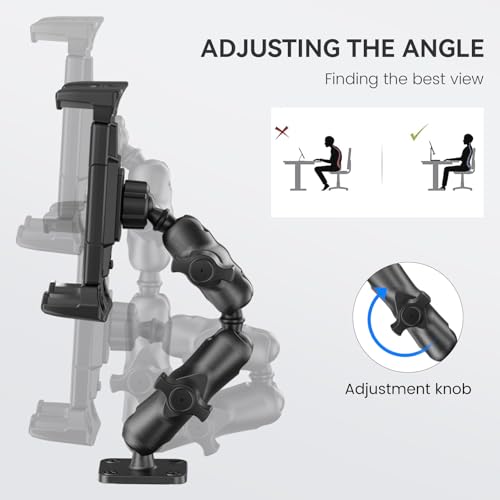 OHLPRO Tablet Mount for Truck - Heavy Duty Drill Base Tablet Holder for Car Dashboard, iPad Holder for All 5"-13" iPad Pro Samsung Galaxy Kindle fire Tablets and Car Wall etc. - 8-inch Aluminum Arm - size: 8-inch Aluminum Arm