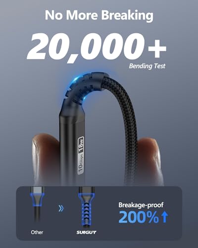 SUNGUY 10Gbps 6 inch/0.5FT Android Auto USB Cable, 3A USB C 3.1 Gen2 Cable Data Transfer, USB C CarPlay Cable Fast Charging Compatible with iPhone 17/16/15 Series, Samsung Galaxy S25 S24 Ultra, Pixel - color: Black, size: 0.5FT