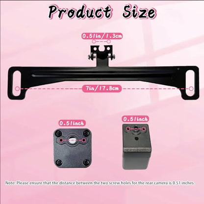 HAIOLORPRO Backup Camera License Plate Mount 2PCS, No-Drill Universal Car Rear View Camera License Plate Bracket, 170° Adjustable Rear View Camera Compatible with Sedan, SUV, Truck