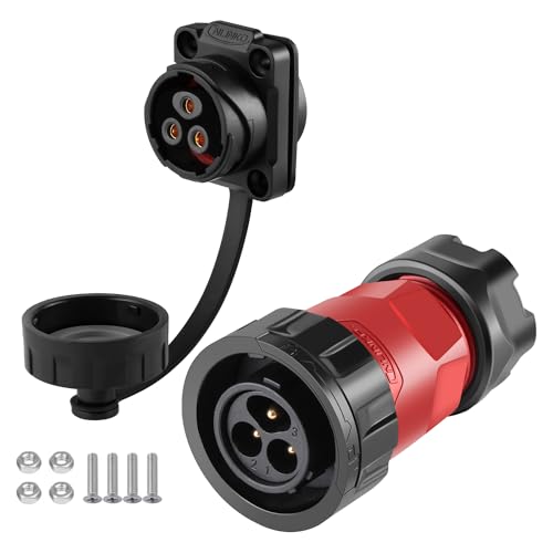 CNLINKO YM-20 3 PIN Waterproof Connector, IP68 Circular Connector, Quick Plugging Aviation Connector, PBT Plastic Shell Solder Connector M20 Male -Female Flange Socket (3 PIN) - size: 3-Pin, style: Solder-Assembly