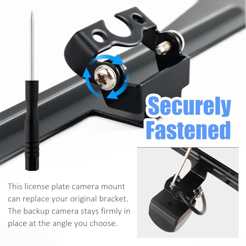 Car License Plate Camera Mount Kit,Adjustable Car Backup Cameras License Plate Mount for Securing Camera,Non-drilled Cars Backup Cameras Mounts with Screwdriver/Screws/Small Bracket