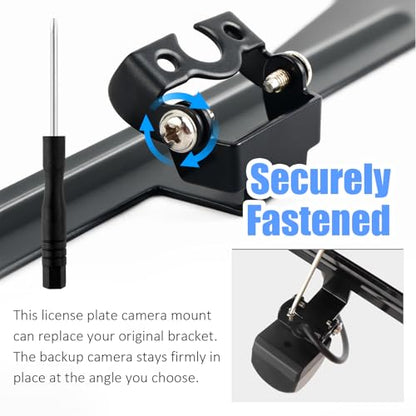 Car License Plate Camera Mount Kit,Adjustable Car Backup Cameras License Plate Mount for Securing Camera,Non-drilled Cars Backup Cameras Mounts with Screwdriver/Screws/Small Bracket
