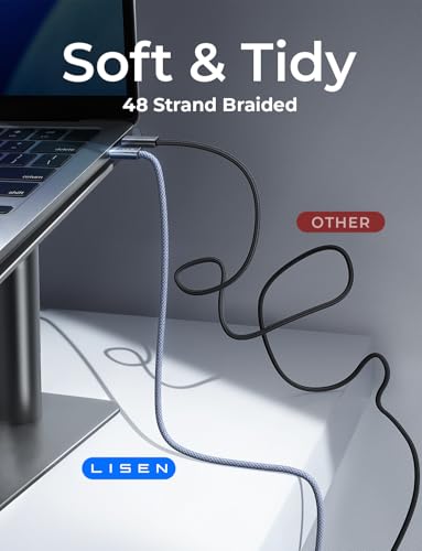 LISEN USB C to USB C Cable 10ft, 240W Long USB C Cable Fast Charging - color: Midnight, size: 10FT+10FT
