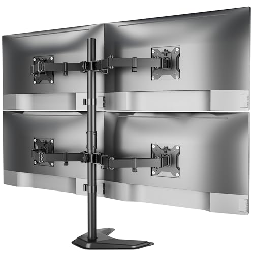 monTEK Freestanding Quad Monitor Stand for Four 17-32" Screens, 22 lbs Each - size: Quad Monitor