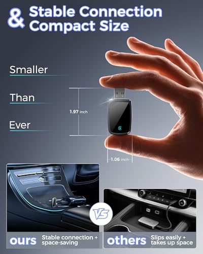 Wireless CarPlay Adapter for Apple iPhone（2026 Upgrade）- Convert Wired CarPlay to CarPlay Wireless Adapter, Stable Connection Compatible with OEM Wired CarPlay Vehicles & iOS 10+ (Black) - color: Black