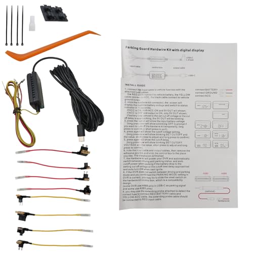Hardwire Kit with 8pcs Full Set Circuit Fuse Taps Type-C Port Compatible with A329 Series A229 Series A119Mini2 A139Pro WM1 T130 Dash Cam, (Replacement for HK4)