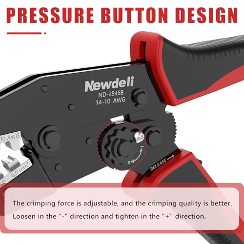 Newdeli Wire Crimping Tool for Solar Connectors - AWG 14 12 10 MC4 Crimping Tool Ratchet Wire Crimper for MC4 Connector Ratcheting Crimping Plier Crimp Tool - style: ND-2546B for solar connectors