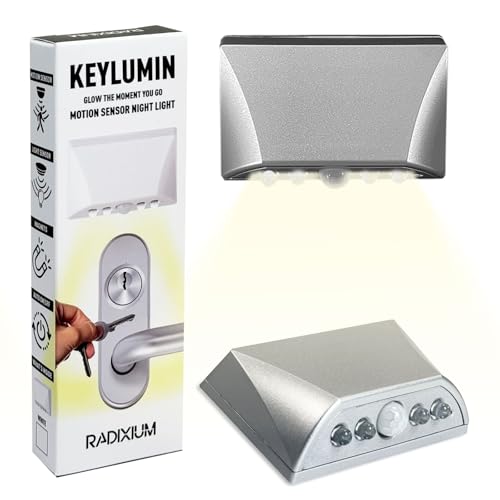 Silver Motion Sensor Night Light - Auto On/Off with PIR Detection, 3-Way Mount (Magnetic/Adhesive/Screw) for Front Door Keyhole, Hallway, Stairs, Cabinet in The Dark (Silver 1PC) - color: SILVER 1PC