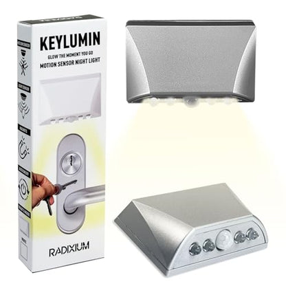 Silver Motion Sensor Night Light - Auto On/Off with PIR Detection, 3-Way Mount (Magnetic/Adhesive/Screw) for Front Door Keyhole, Hallway, Stairs, Cabinet in The Dark (Silver 1PC) - color: SILVER 1PC