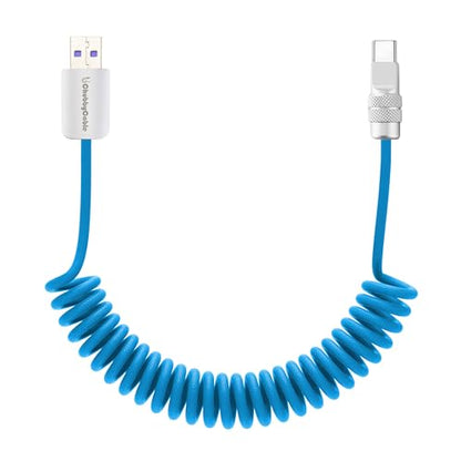 chubbycable USB A to C 120W 브레이드 코일 충전 케이블, 라이트 블루, 1.8m(6피트) - color: 라이트 블루, style: USB A-타입 C
