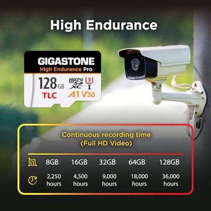 【5 Yrs Free Data Recovery】【Dash Cam】 GIGASTONE 128GB Micro SD Card 2-Pack, TLC High Endurance Pro, Speed Up to 100MB/s, Compatible with REDTIGER Rove VIOFO VANTRUE PRUVEEO, MicroSDXC UHS-I A1 V30 U3 - color: 128GB High Endurance Pro 2-Pack