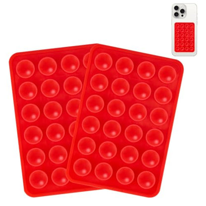 Giumel 2PCS Silicone Suction Phone Case Mount,Non Slip Suction Cup, Hands-Free Phone Accessories Holder for Selfies and Videos,Silicone Adhesive Stand Sticky for Cell Phone Bright Red - color: Bright Red
