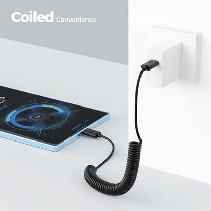 Cable Matters Coiled USB C to USB C Cable, 60W Charging, 1-4ft - size: 1-Pack