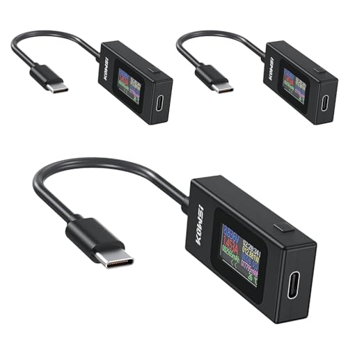 diymore 3 PCS USB C Meter USB C Tester Power Meter,4-30V 0-6.5A Digital Multimeter, Type C Voltage and Current Tester Meter,Working Time Ammeter Voltmeter USB Cable Charger Detector LED Display - color: 3PCS USB C Tester Power Meter