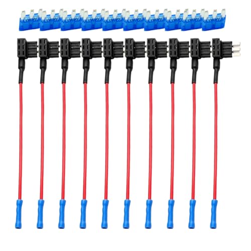 Micro 3 Fuse TAP and Fuse Holders Set 15A Car Add a Circuit ATM Blade FuseTap Adapter with 15 Amp Micro 3 Blade FusesKit 15A FuseBulk Mini FuseHolder 3 ATM Circuit Adapter (10pcs) - style: 10pcs