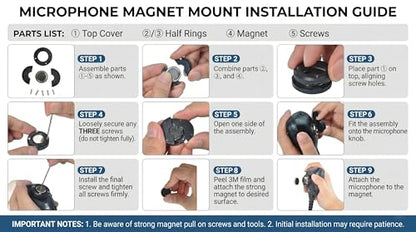 Universal Magnetic CB Radio Microphone Mount, Heavy Duty No-Drill Two-Way Radio Mic Holder Clip with Adhesive and Neodymium Magnet for Car, Truck, RV, Boat for Motorola Kenwood Midland Mic(2Packs) - color: Black