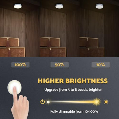 DAZZY DOT Rechargeable Puck Lights 2-Pack, Magnetic Tap Light, Warm Yellow - color: Warm Yellow